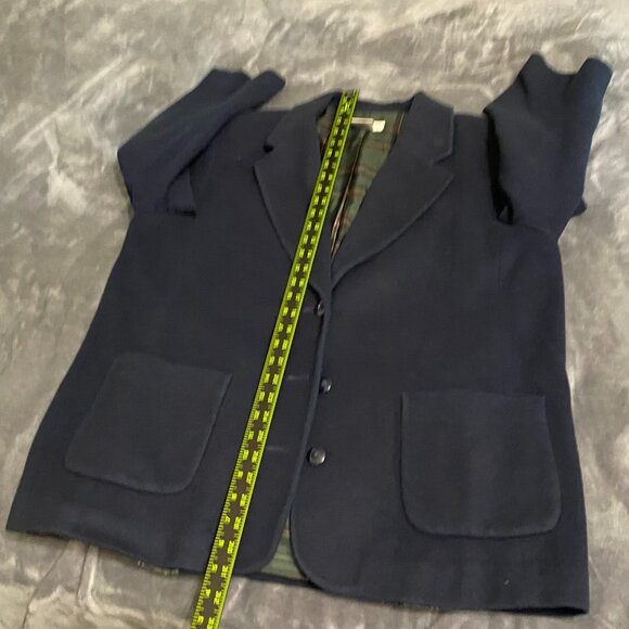 Talbots Women's Blazer Jacket Large Navy Blue Wool Blend Three Button Workwear - Picture 8 of 15